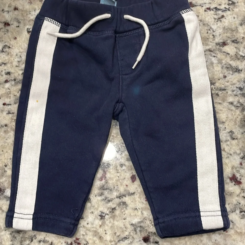 Striped Kids Shirt Blue & White Sz 18M & matching athletic drawstring pants 12M
